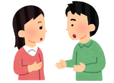 会話する男女