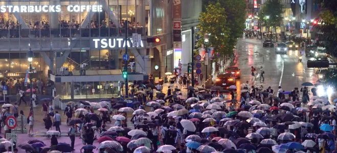 雨の日の渋谷
