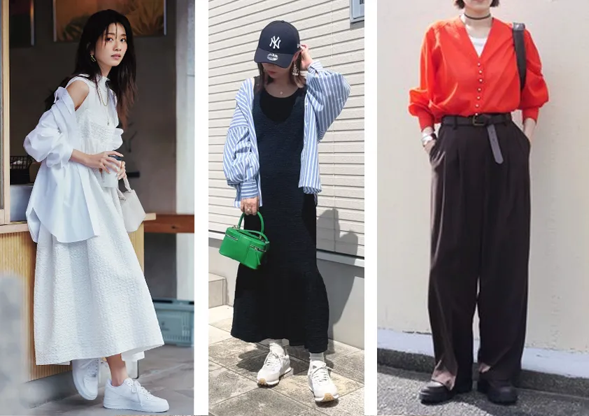 女性のファッションをいじる