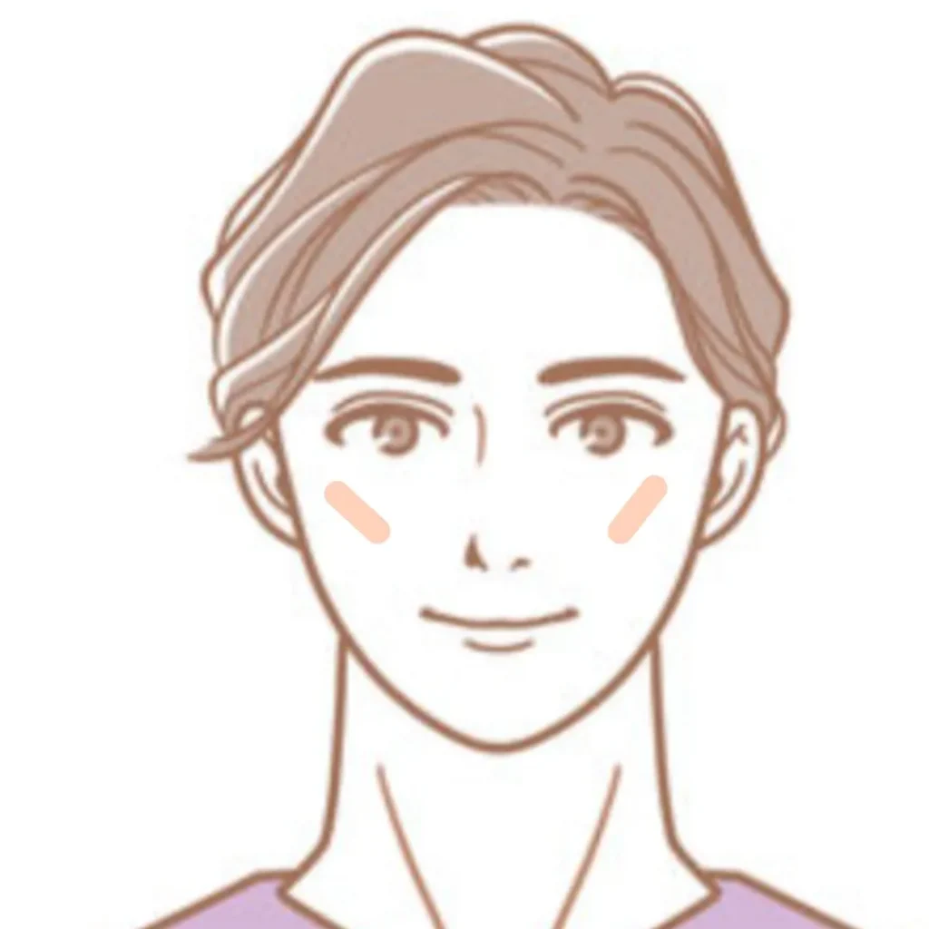 チークをつける位置