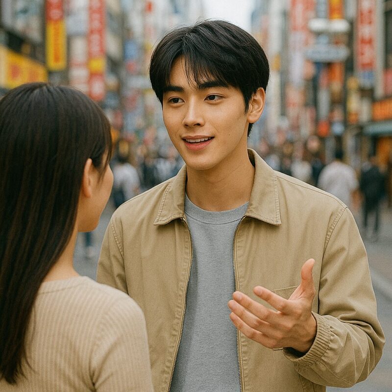 センター街でナンパしている男